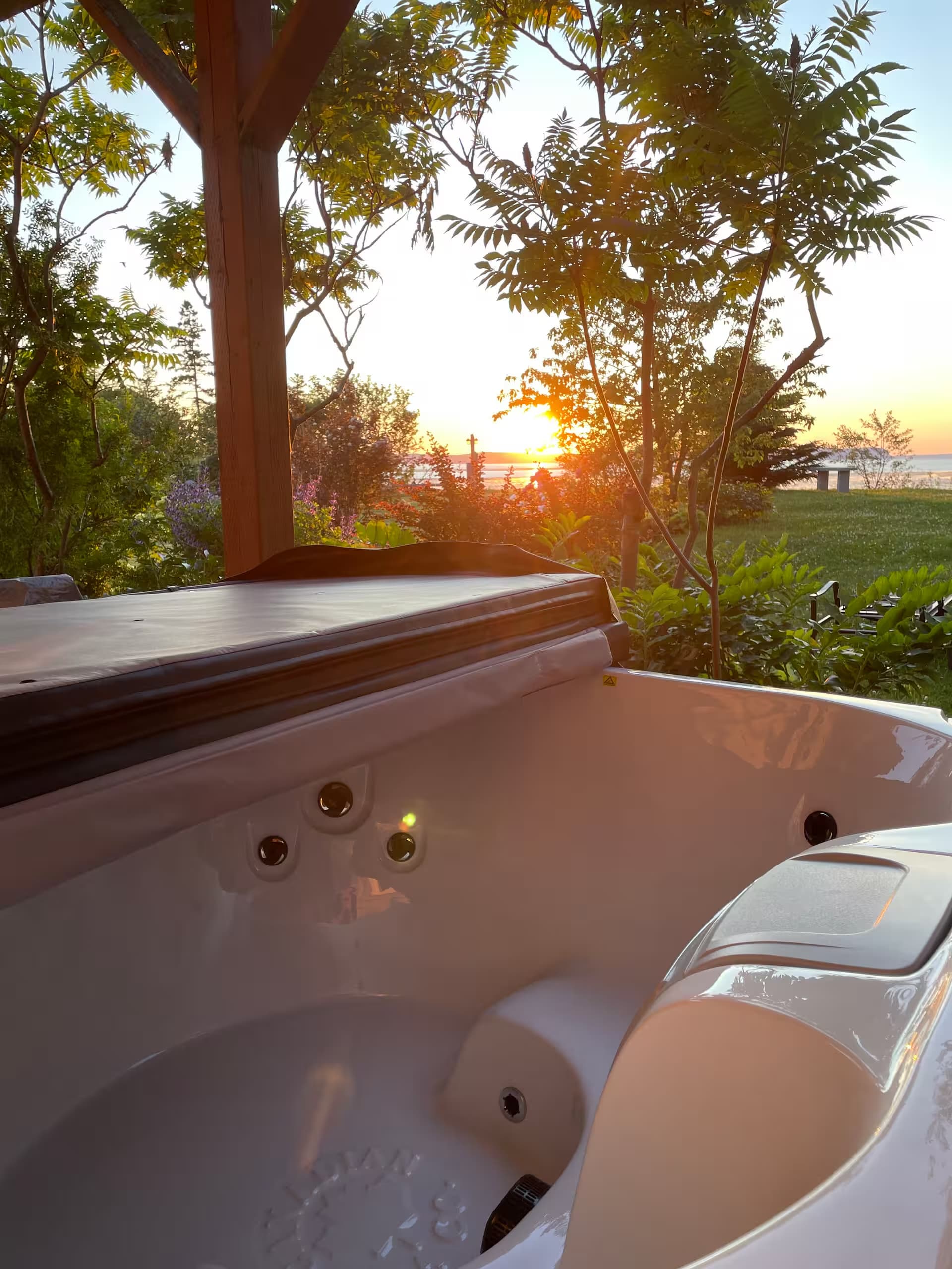 Hot tub at sunset